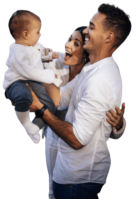 Happy family with their baby